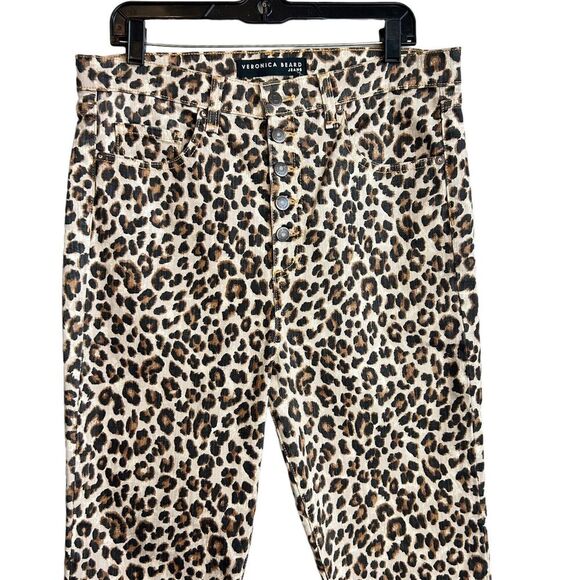 Veronica Beard Leopard Print Jeans Womens 32 Debbie 10" High Rise Skinny - Picture 3 of 10